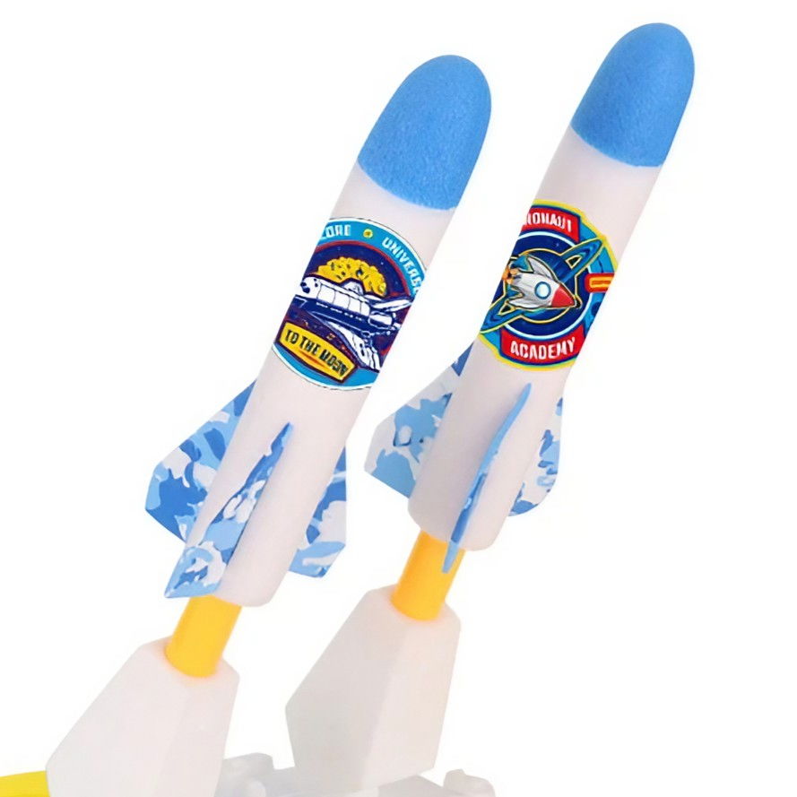 Jucarie pentru Copii, Flippy, Lansator de Rachete cu Piciorul, Doua Lansatoare, 6 Rachete Fara Lumini, 33x25x27 cm, Alb-Albastru [4]