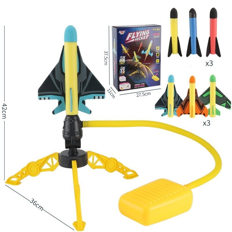 Jucarie pentru Copii, Flippy, Lansator de Rachete cu Piciorul, Un Lansator, 3 Rachete Fara Lumini, 3 Aircrafts, 42x36 cm, Multicolor [2]
