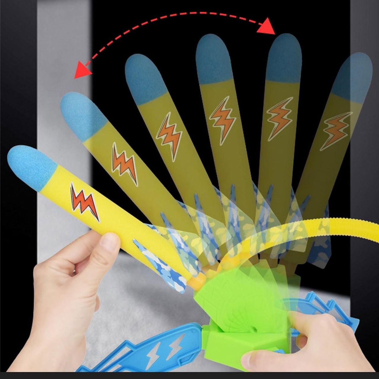 Jucarie pentru Copii, Flippy, Lansator de Rachete cu Piciorul, un Singur Lansator, 3 Rachete cu Lumini, 40.5 cm Inaltime, Multicolor [3]