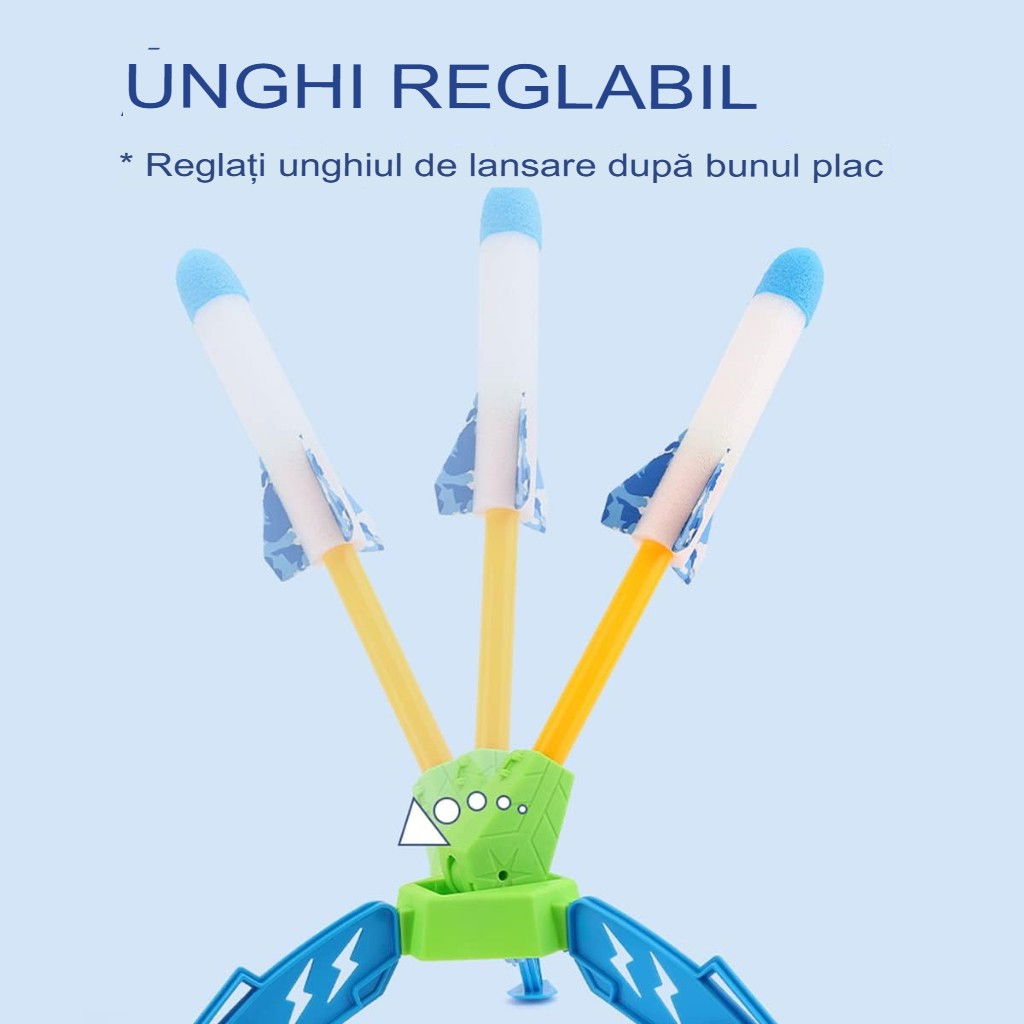 Jucarie pentru Copii, Flippy, Lansator de Rachete cu Piciorul, un Singur Lansator, 4 Rachete Fara Lumini, 40.5 cm Inaltime, Multicolor [9]