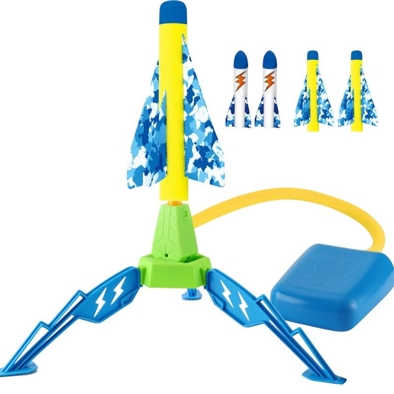 Jucarie pentru Copii, Flippy, Lansator de Rachete cu Piciorul, un Singur Lansator, 4 Rachete Fara Lumini, 40.5 cm Inaltime, Multicolor [1]