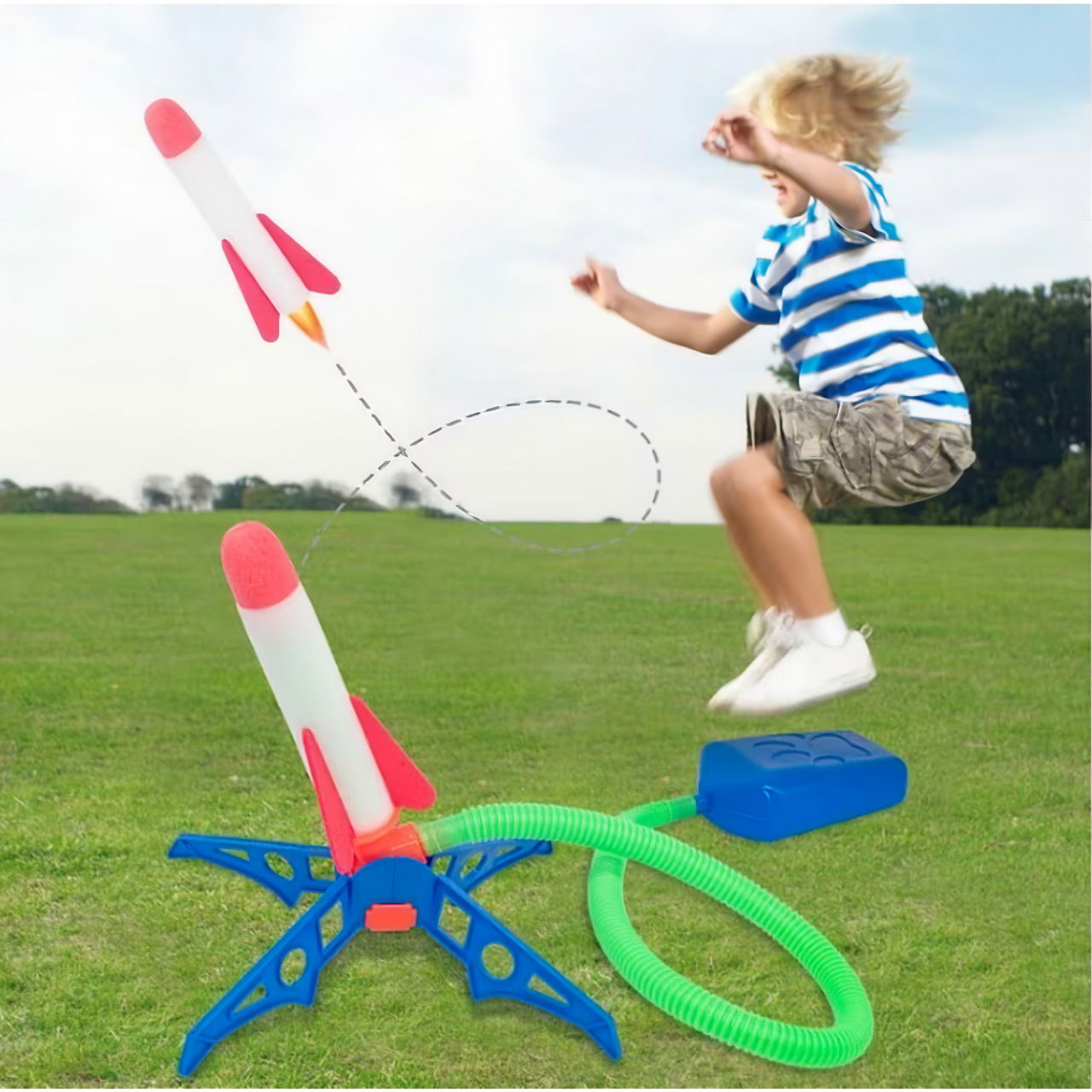 Jucarie pentru copii, Flippy, lansator rachete cu piciorul, 3 rachete fara lumini [6]