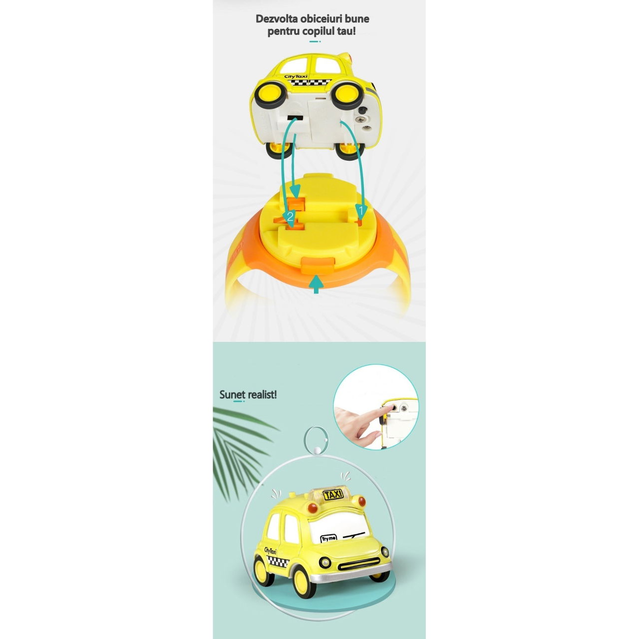 Jucarie pentru copii, Flippy, Masina-ceas, Galben [4]