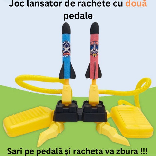 Jucarie pentru copii, lansator rachete cu piciorul, doua lansatoare, 6 rachete, fara lumina [4]