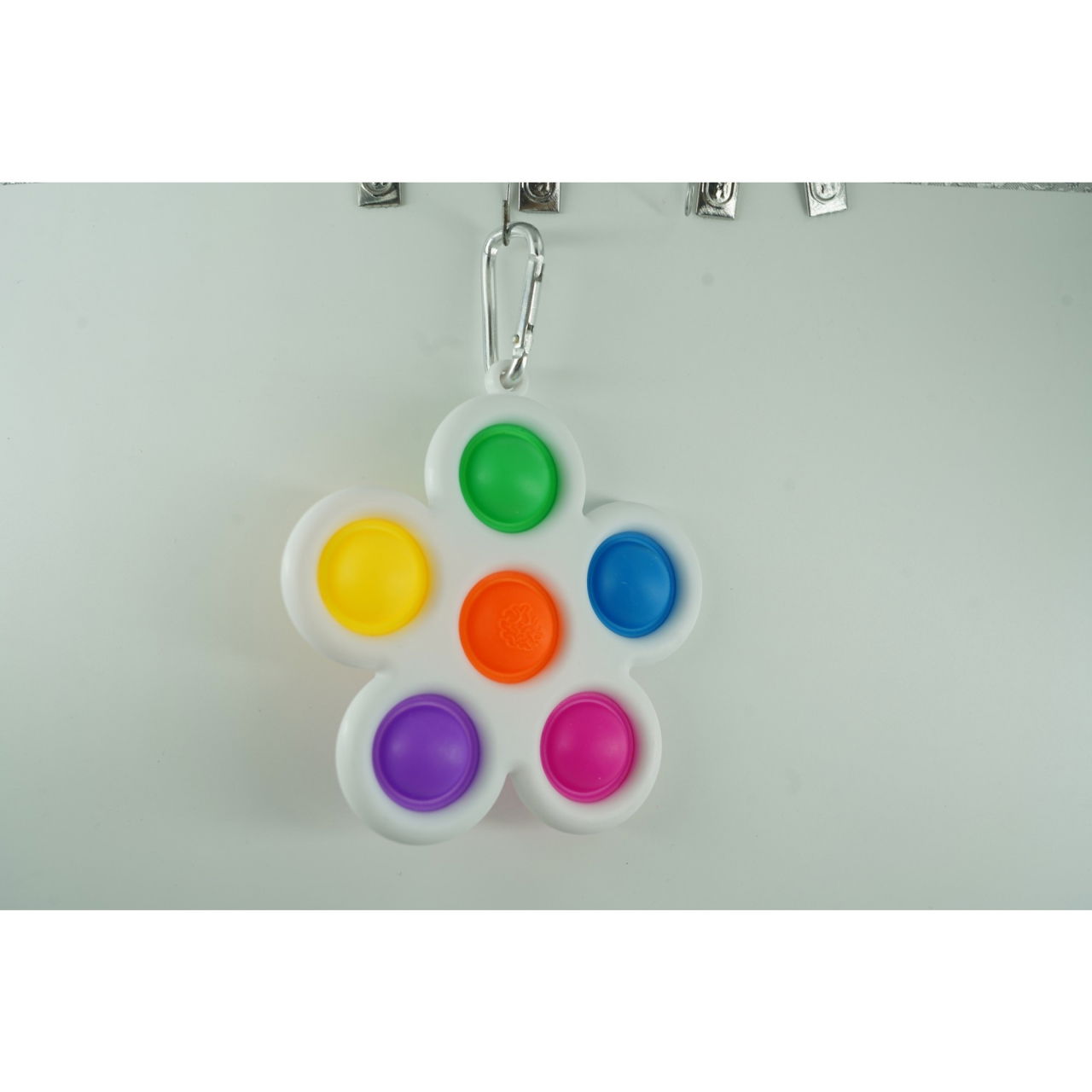 Jucarie Push Pop Bubble Fidget, Pop It, breloc antistres, Floare, Multicolor/Alb [3]