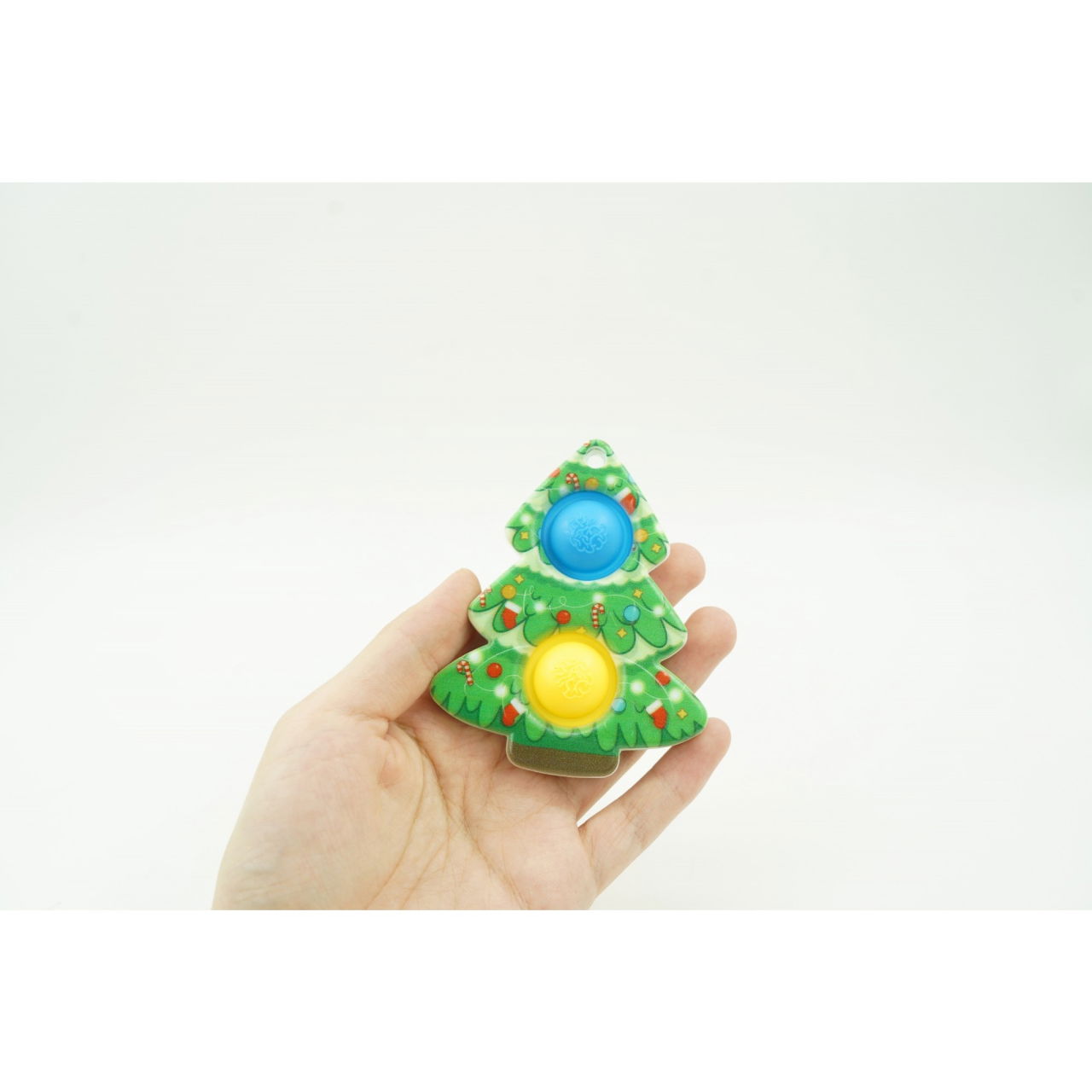 Jucarie senzoriala antistres, Simple Dimple, Breloc cu 2 bulinute, Brad, Multicolor [4]