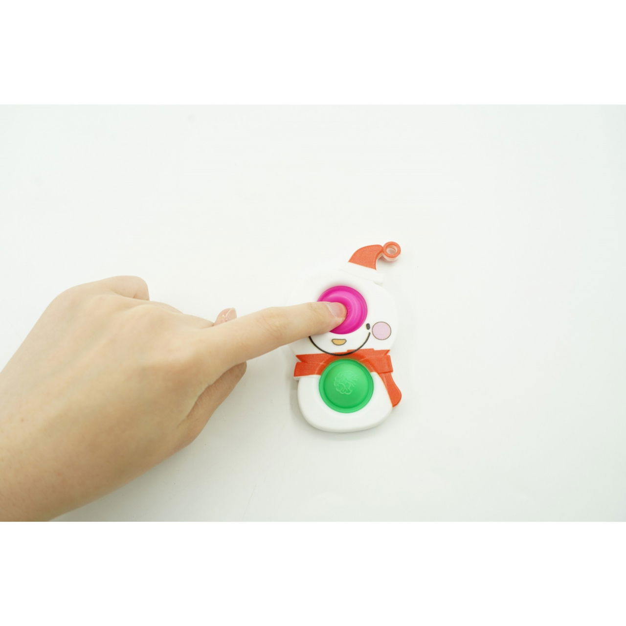 Jucarie senzoriala antistres, Simple Dimple, Breloc cu 2 bulinute, Om de zapada, Multicolor [2]