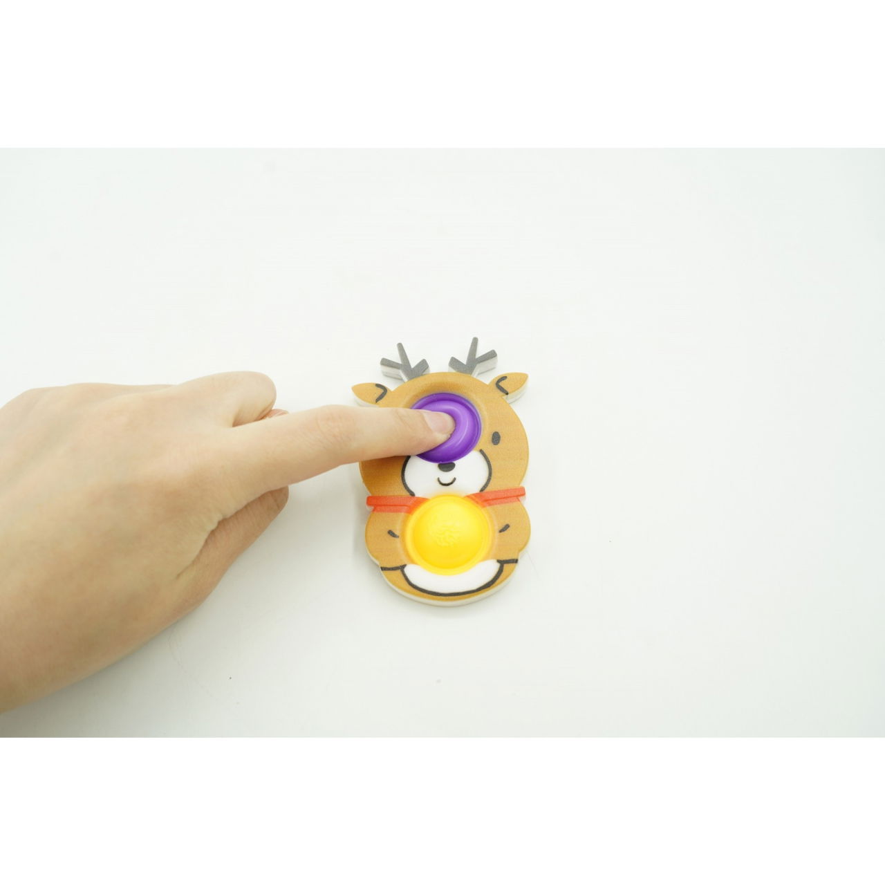 Jucarie senzoriala antistres, Simple Dimple, Breloc cu 2 bulinute, Ren, Multicolor [2]