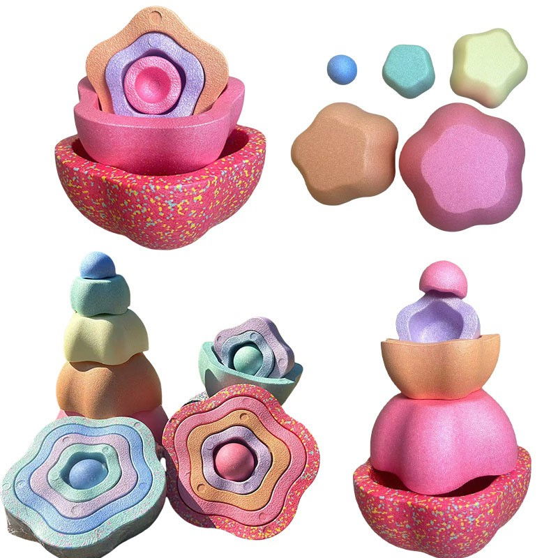 Jucarie Senzoriala de Echilibru, Flippy, Tip Stepping Stones, 5 Piese, din Spuma, pentru Miscare, Sarituri, Prindere, Diametru 28 cm, Model 1, Multicolor [10]