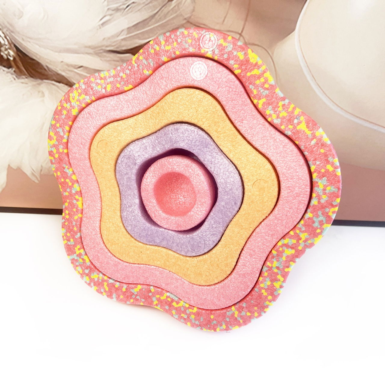 Jucarie Senzoriala de Echilibru, Flippy, Tip Stepping Stones, 5 Piese, din Spuma, pentru Miscare, Sarituri, Prindere, Diametru 28 cm, Model 1, Multicolor [6]