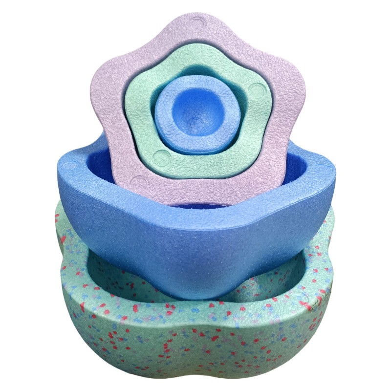 Jucarie Senzoriala de Echilibru, Flippy, Tip Stepping Stones, 5 Piese, din Spuma, pentru Miscare, Sarituri, Prindere, Diametru 28 cm, Model 4, Multicolor [2]