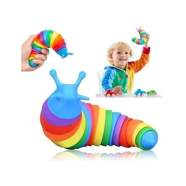 Jucarie senzoriala pentru copii, Flippy, melc, cu articulatii si lumini, 19 cm, multicolor [6]
