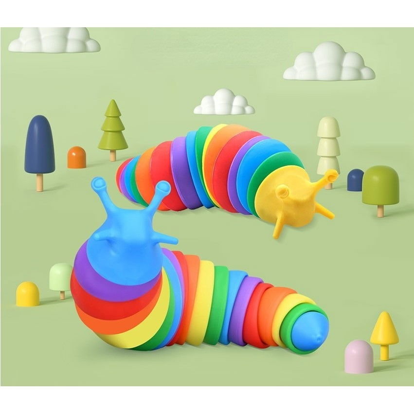 Jucarie Senzoriala pentru Copii, Flippy, Model Melc, cu Articulatii, 19 cm, Multicolor [5]