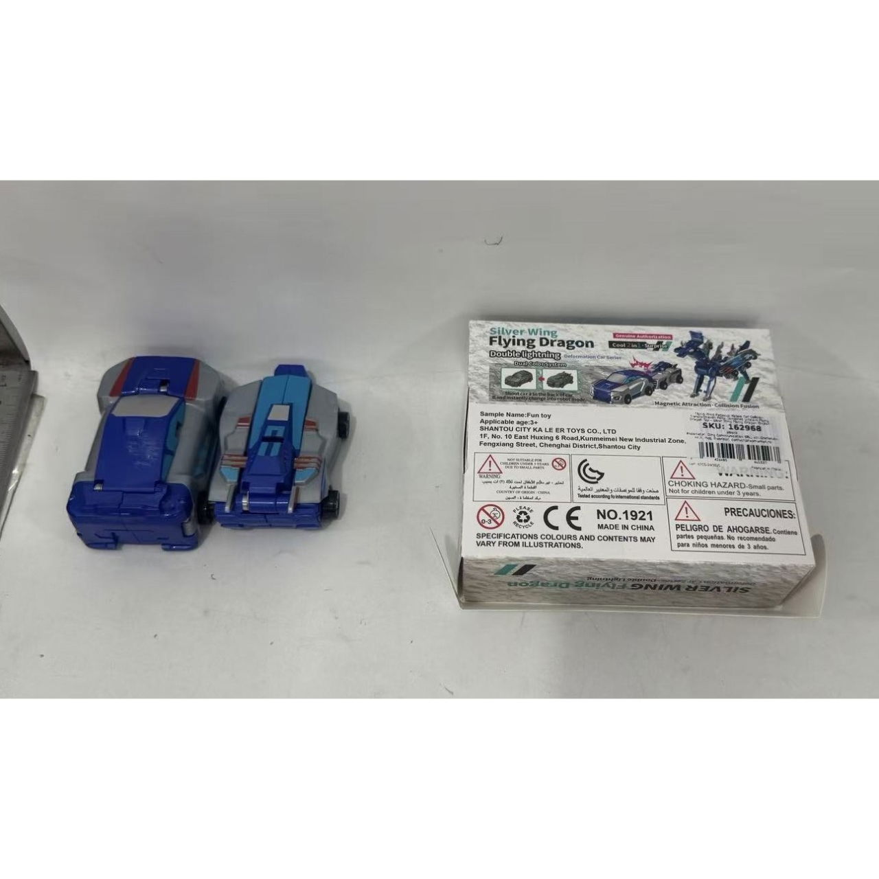 Jucarie Transformabila 2in1, Flippy, Silver Wing Flying Dragon, Masina/Dragon, Atractie Magnetica, +6 Ani, din ABS, Albastru [4]