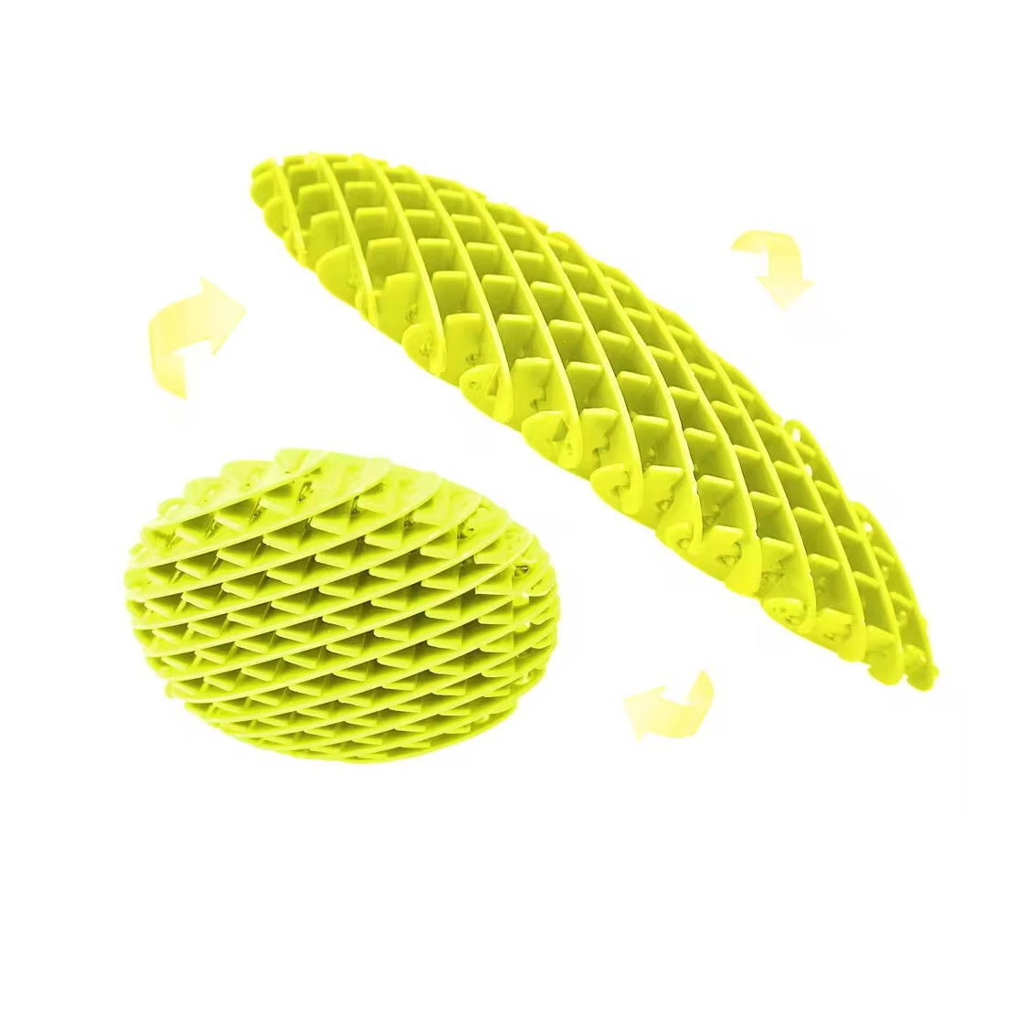 Jucarie Worm Fidget de Decompresie, Flippy, Anti Stres, Dimensiune Compacta 10 cm, Dimensiune Extinsa 24.5 cm, Galben [1]