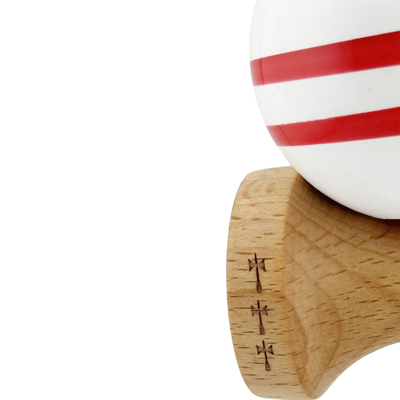 Kendama X CHICANOS Originala, Profesionala, Flippy, Big Cups V2, Super Sticky cu Cupe Mari, Rulment Metalic, din lemn 18 cm, Ata 55 cm, Negru/Alb [7]
