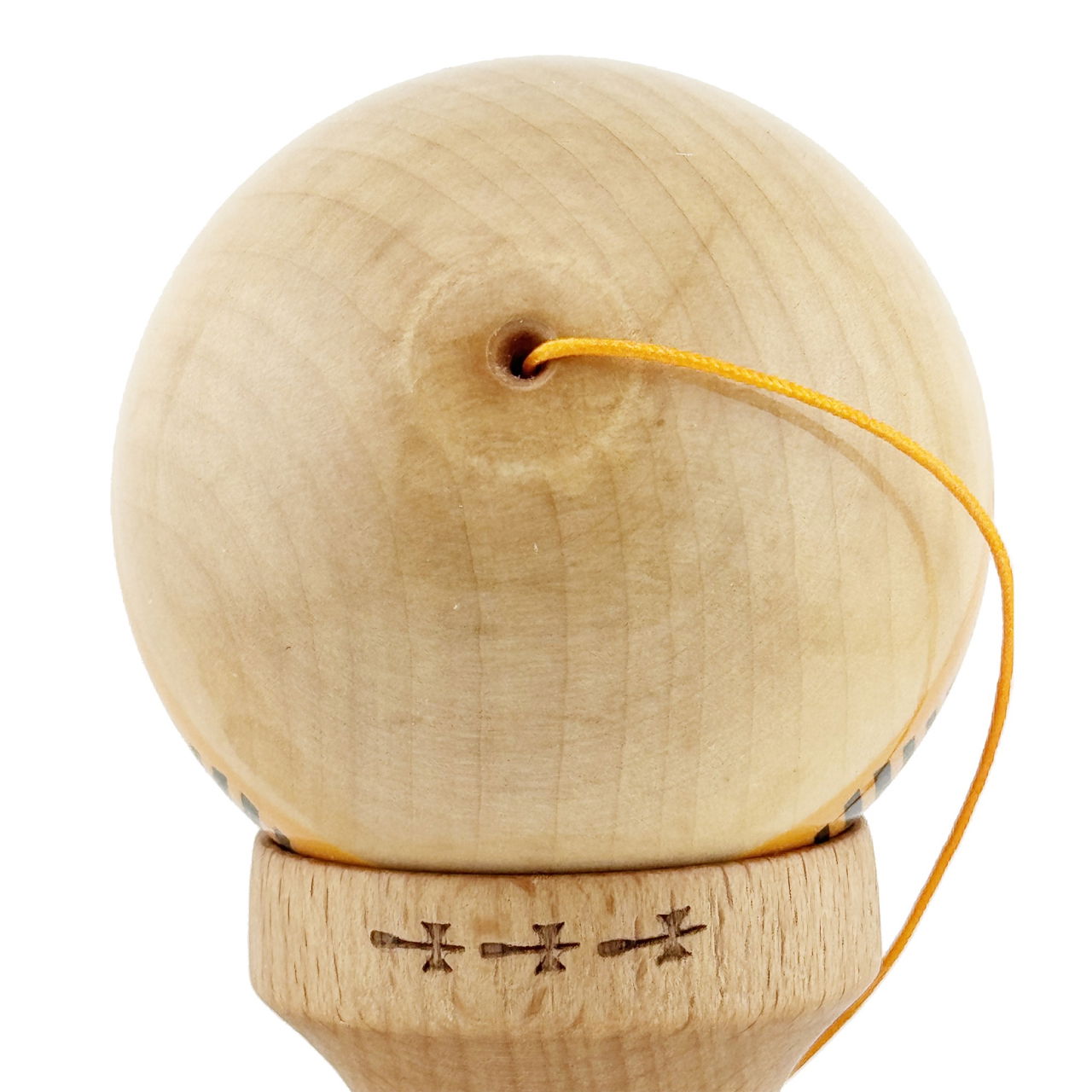 Kendama X FREQUENCY Originala, Profesionala, Flippy, Big Cups V2, Super Sticky cu Cupe Mari, Rulment Metalic, din lemn 18 cm, Ata 55 cm, Portocaliu/Maro [8]