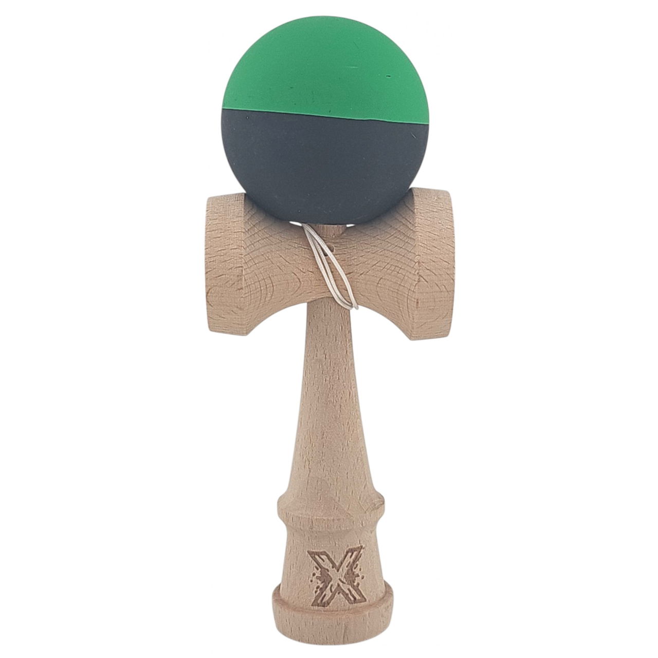 Kendama X Originala, Profesionala, Flippy, 18 cm, din Lemn, Verde/Negru [1]
