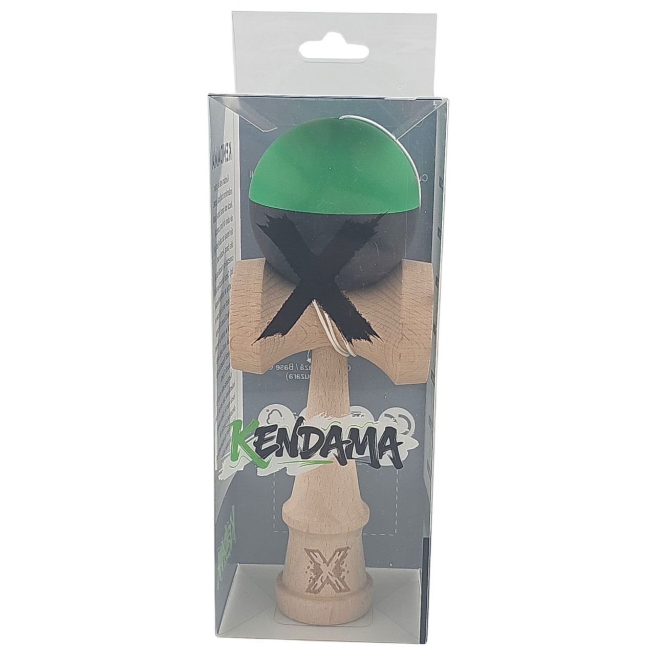Kendama X Originala, Profesionala, Flippy, 18 cm, din Lemn, Verde/Negru [4]
