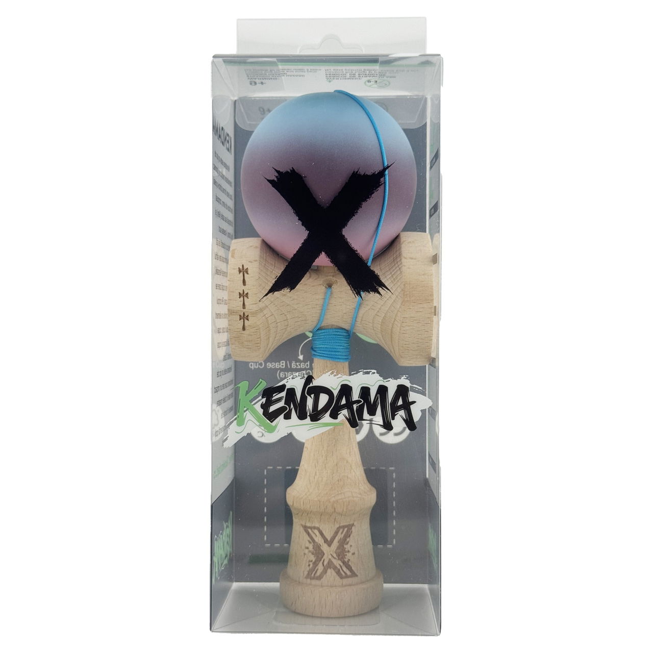 Kendama X Originala, Profesionala, Flippy, Big Cups V2, Rubber Grip cu Cupe Mari, Rulment Metalic cu Ata 55 cm, Gradient Albastru/Mov/Roz [4]
