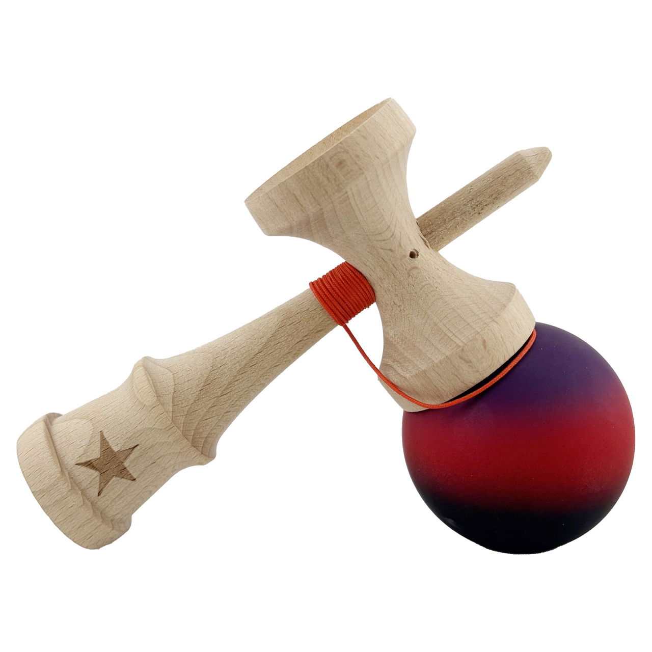 Kendama X Originala, Profesionala, Flippy, Big Cups V2, Rubber Grip cu Cupe Mari, Rulment Metalic cu Ata 55 cm, Mov/Rosu/Negru [4]