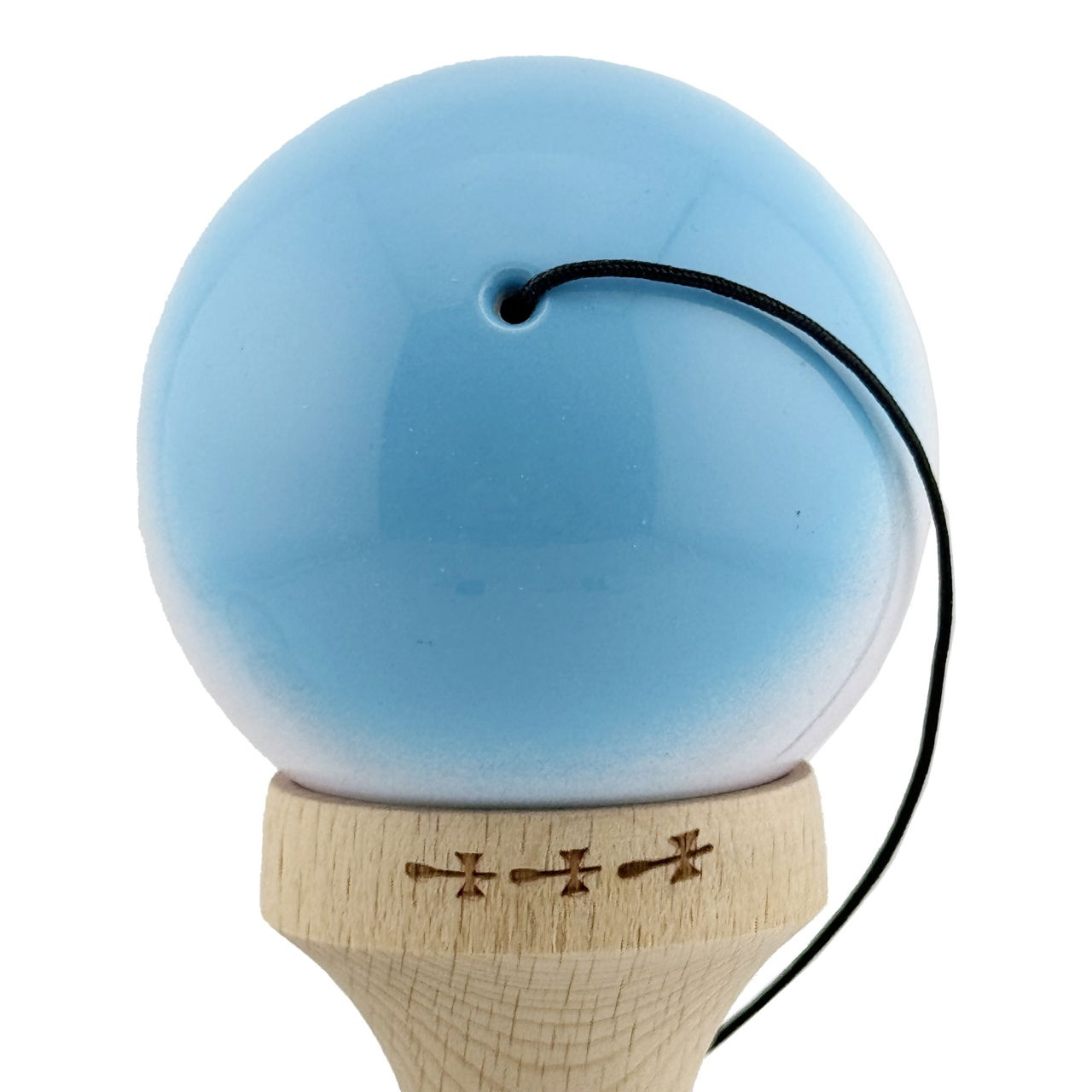 Kendama X Originala, Profesionala, Flippy, Big Cups V2, Super Sticky cu Cupe Mari, din lemn 18 cm, Rulment Metalic cu Ata 55 cm, Albastru/Alb/Mov [8]