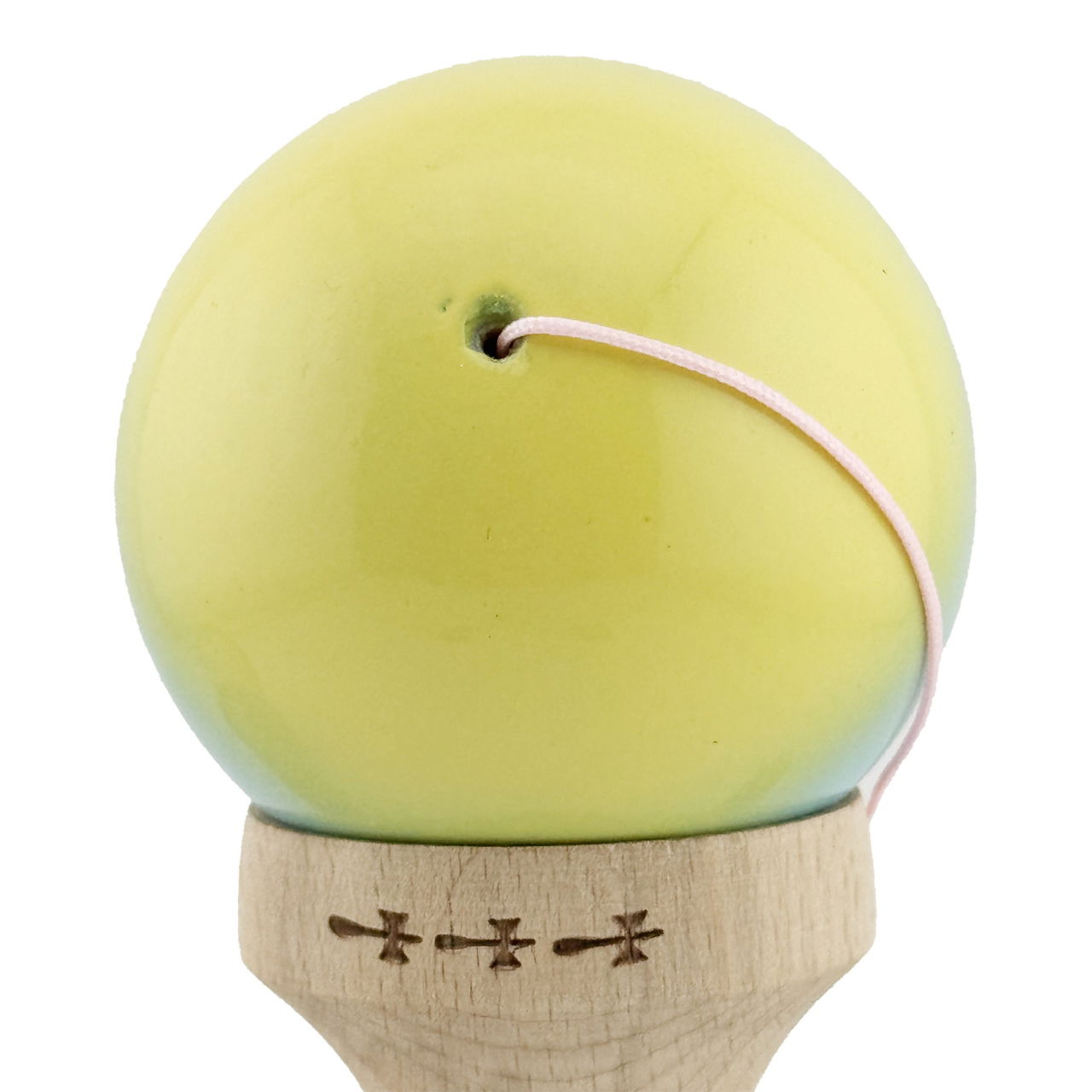 Kendama X Originala, Profesionala, Flippy, Big Cups V2, Super Sticky cu Cupe Mari, din lemn 18 cm, Rulment Metalic cu Ata 55 cm, Galben/Albastru/Verde [8]