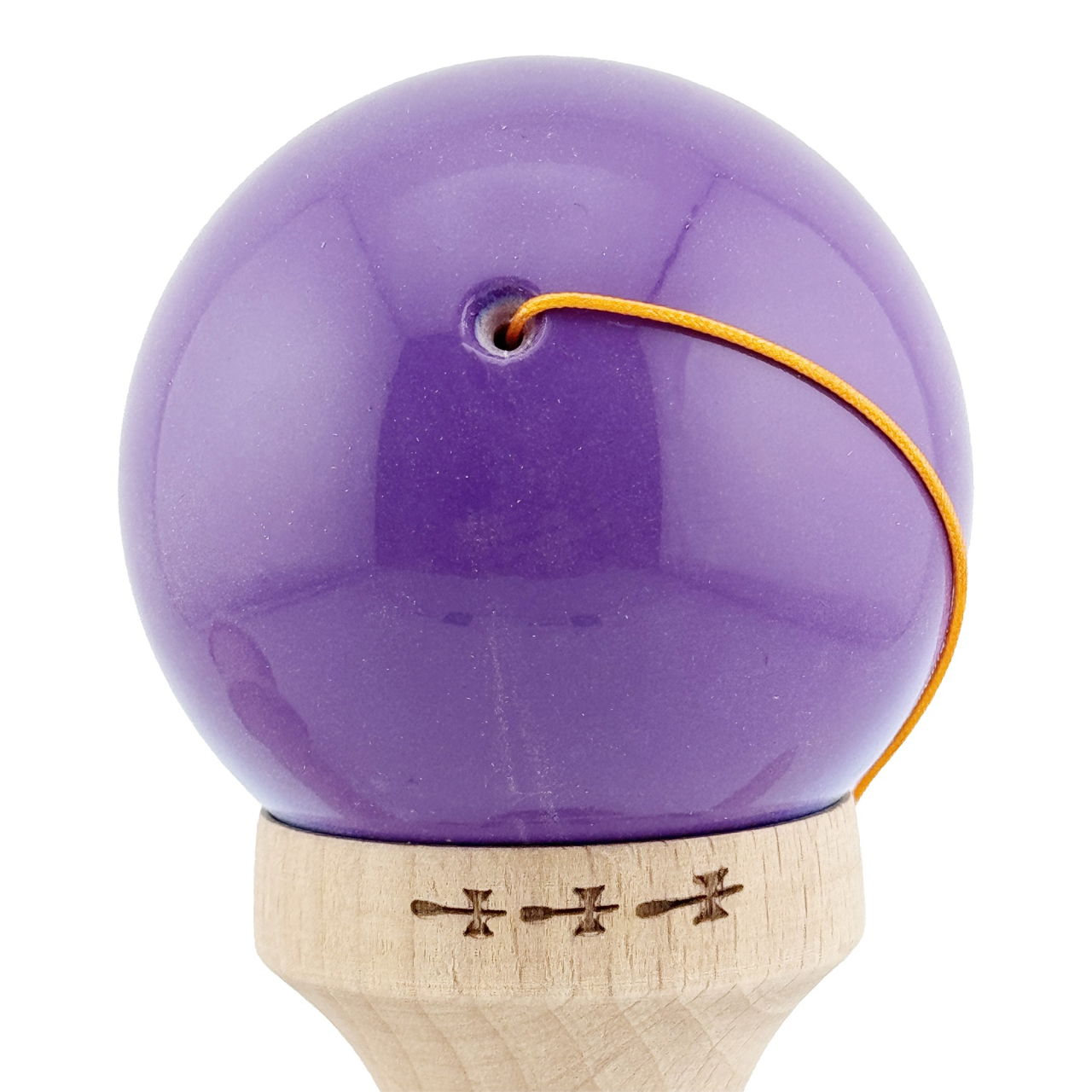 Kendama X Originala, Profesionala, Flippy, Big Cups V2, Super Sticky cu Cupe Mari, din lemn 18 cm, Rulment Metalic cu Ata 55 cm, Mov/Albastru [8]