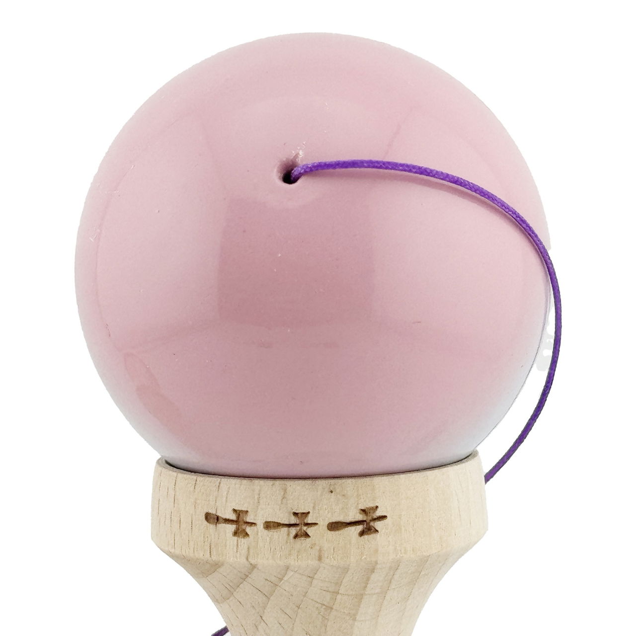 Kendama X Originala, Profesionala, Flippy, Big Cups V2, Super Sticky cu Cupe Mari, din lemn 18 cm, Rulment Metalic cu Ata 55 cm, Roz/Albastru deschis [8]