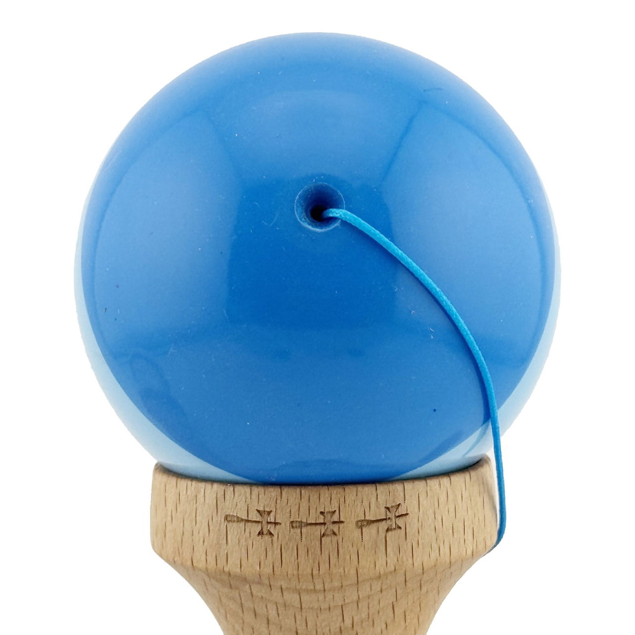 Kendama X Originala, Profesionala, Flippy, Big Cups V2, Super Sticky cu Cupe Mari, Rulment Metalic, din lemn 18 cm, Ata 55 cm, Albastru/Bleu [8]
