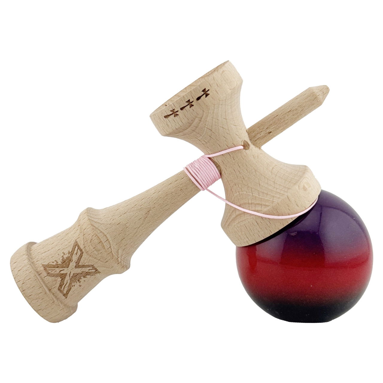 Kendama X Originala, Profesionala, Flippy, Big Cups V2, Super Sticky Cupe Mari, Rulment Metalic cu Ata 55 cm, Mov/Rosu/Negru [4]