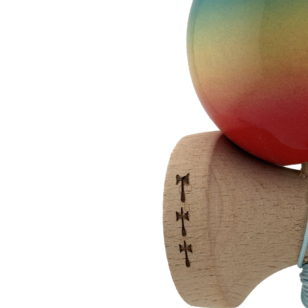 Kendama X Originala, Profesionala, Flippy, Big Cups V2, Super Sticky Cupe Mari, Rulment Metalic cu Ata 55 cm, Rosu/Galben/Albastru [6]