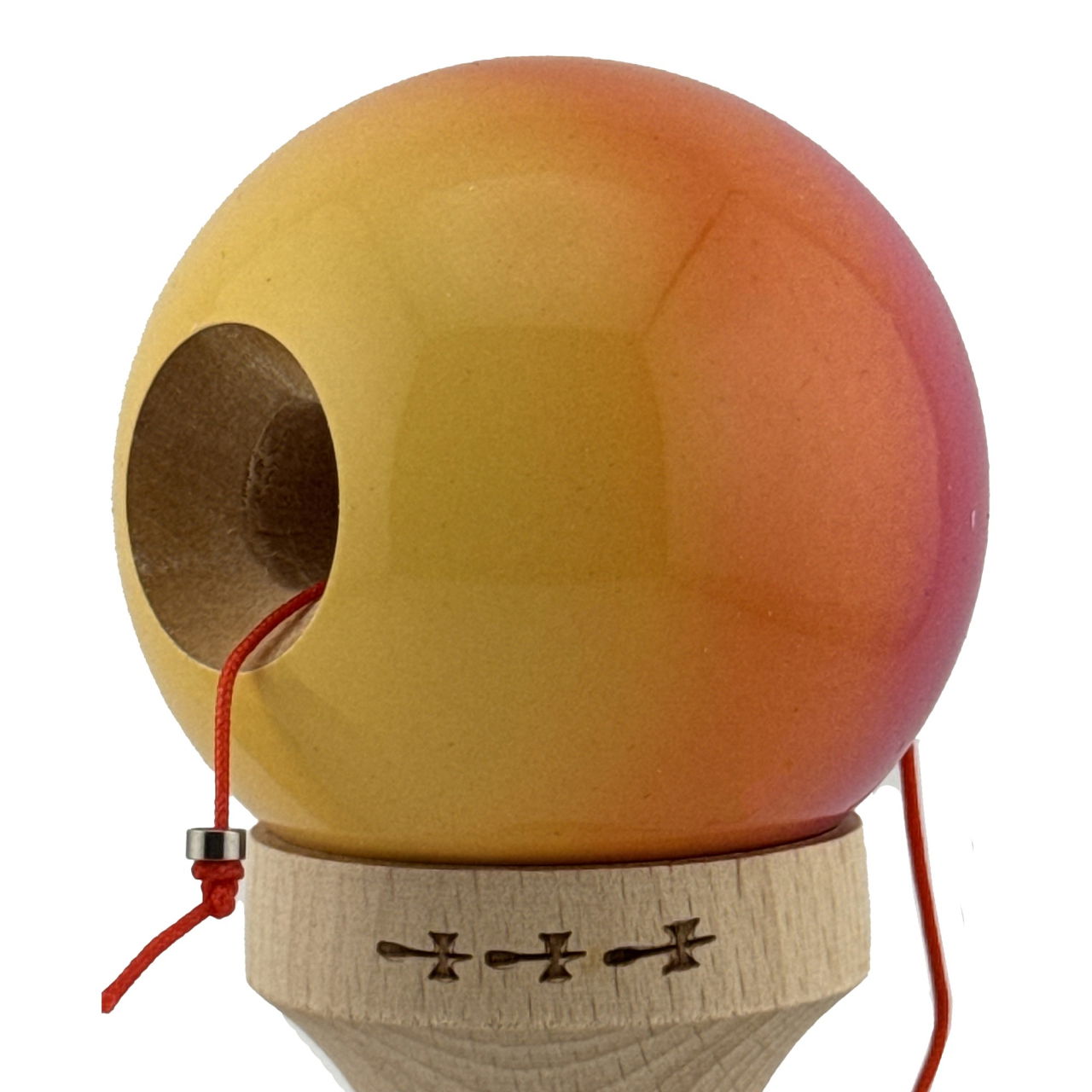 Kendama X Originala, Profesionala, Flippy, Big Cups V2, Super Sticky Cupe Mari, Rulment Metalic cu Ata 55 cm, Roz/Portocaliu/Galben [5]