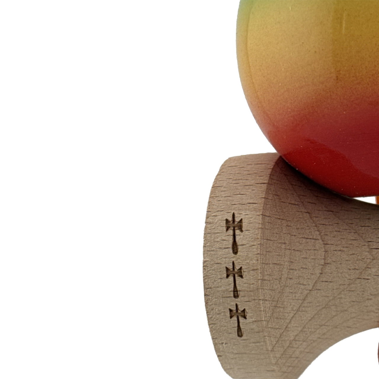 Kendama X Originala, Profesionala, Flippy, Big Cups V2, Super Sticky Cupe Mari, Rulment Metalic cu Ata 55 cm, Verde/Galben/Rosu [6]