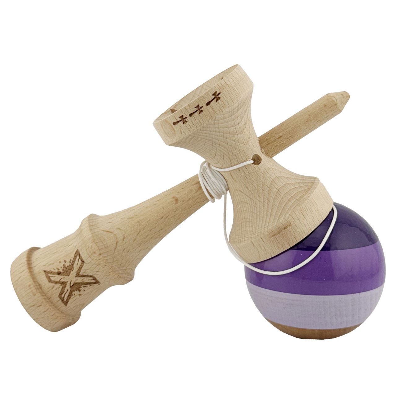 Kendama X Originala, Profesionala, Flippy, Big Cups V2, Super Sticky Legendary Cupe Mari, Rulment Metalic cu Ata 55 cm, Purpuriu/Mov/Lila [4]