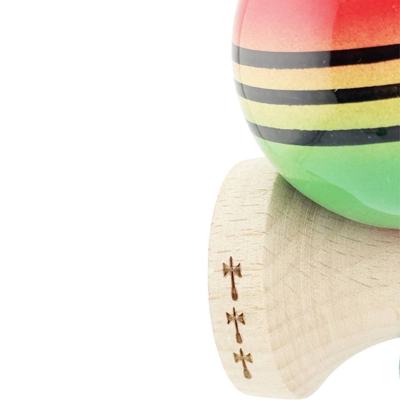 Kendama X Originala, Profesionala, Flippy, Big Cups V2, Super Sticky Legendary Cupe Mari, Rulment Metalic cu Ata 55 cm, Rosu/Galben/Verde [6]