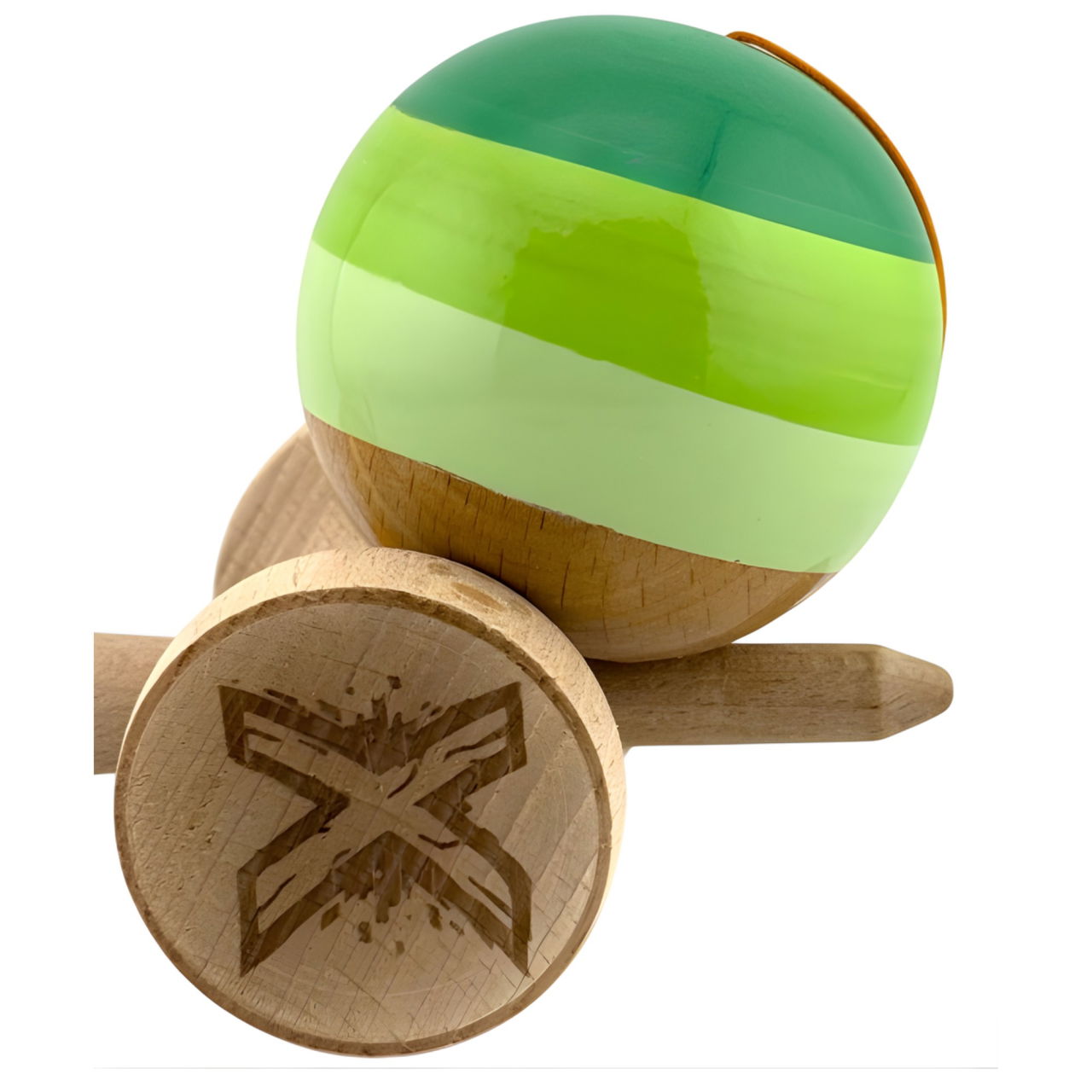 Kendama X Originala, Profesionala, Flippy, Big Cups V2, Super Sticky Legendary Cupe Mari, Rulment Metalic cu Ata 55 cm, Verde Mix [9]