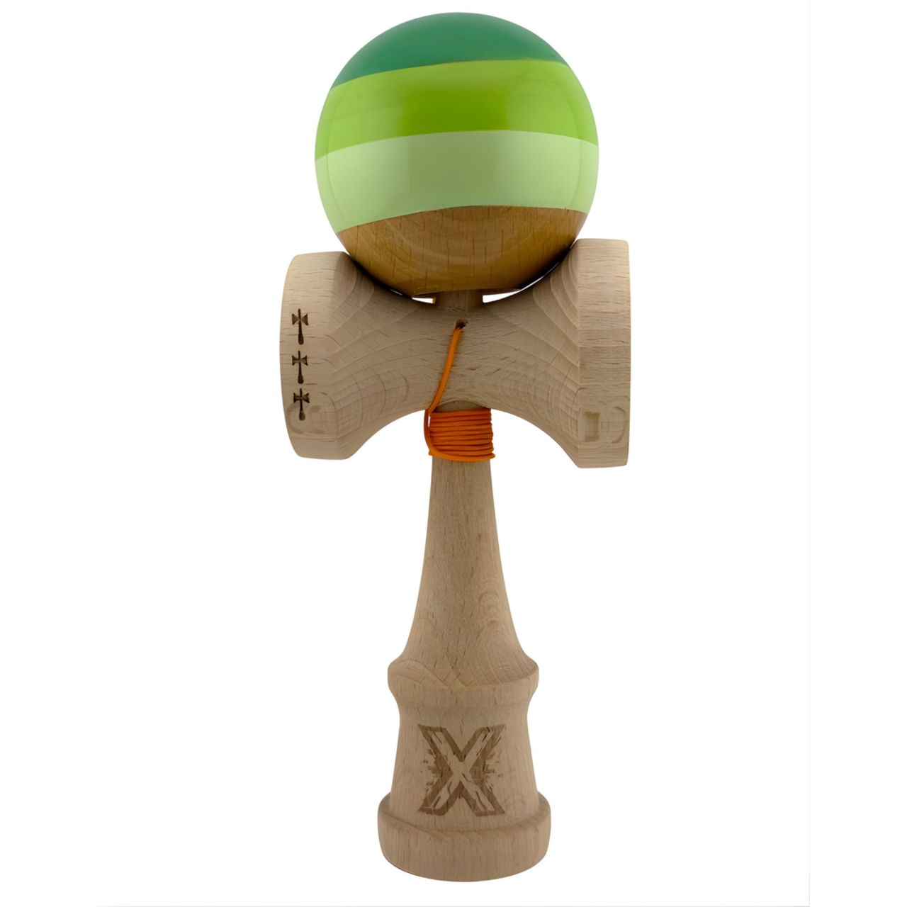 Kendama X Originala, Profesionala, Flippy, Big Cups V2, Super Sticky Legendary Cupe Mari, Rulment Metalic cu Ata 55 cm, Verde Mix [1]