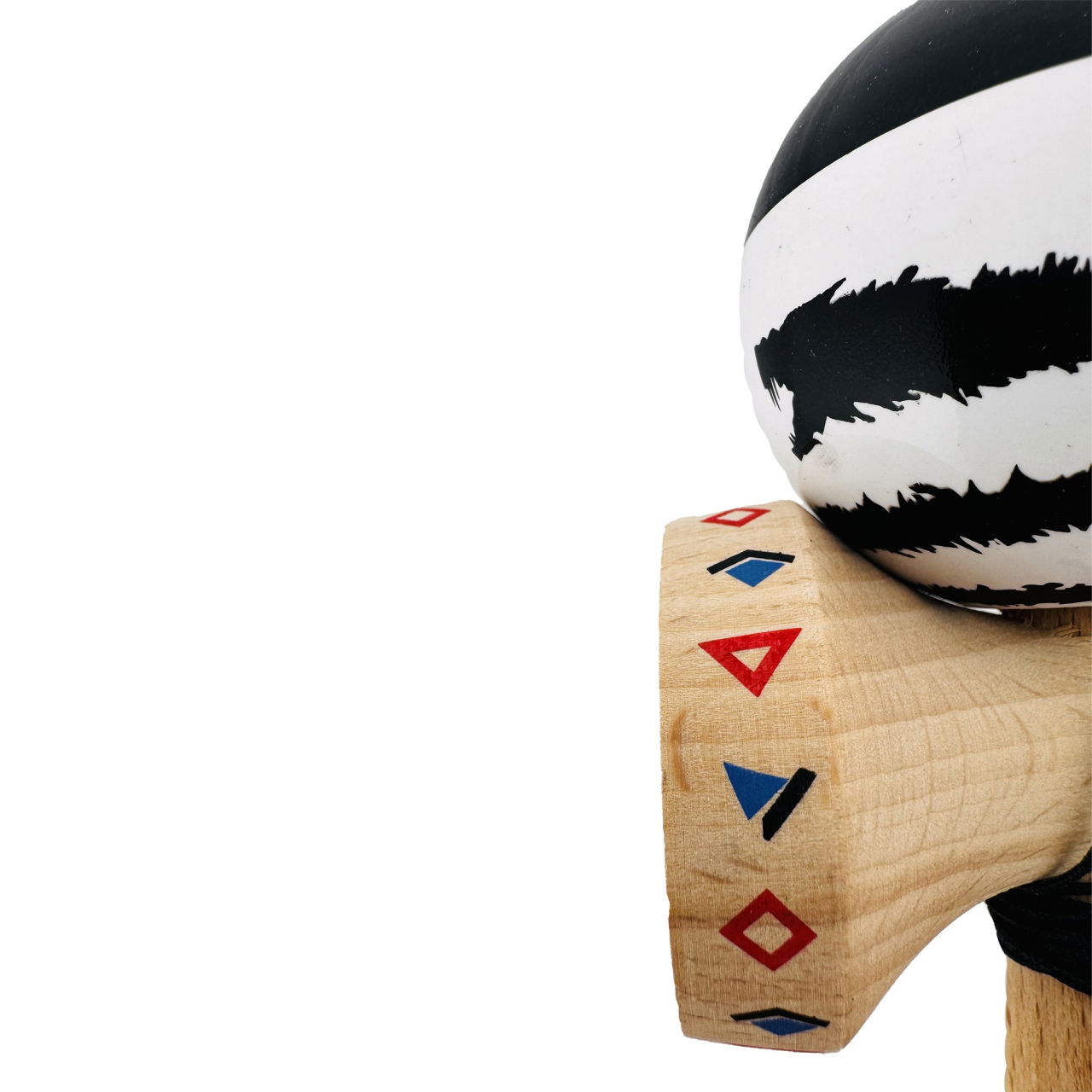 Kendama X Originala, Profesionala, Flippy, BLACK DRAGON, Super Sticky cu Cupe Mari KING SIZE V3, Gaura in Baza, Rulment Metalic, din lemn 18 cm, Ata 62/65 cm, Alb/Negru [9]
