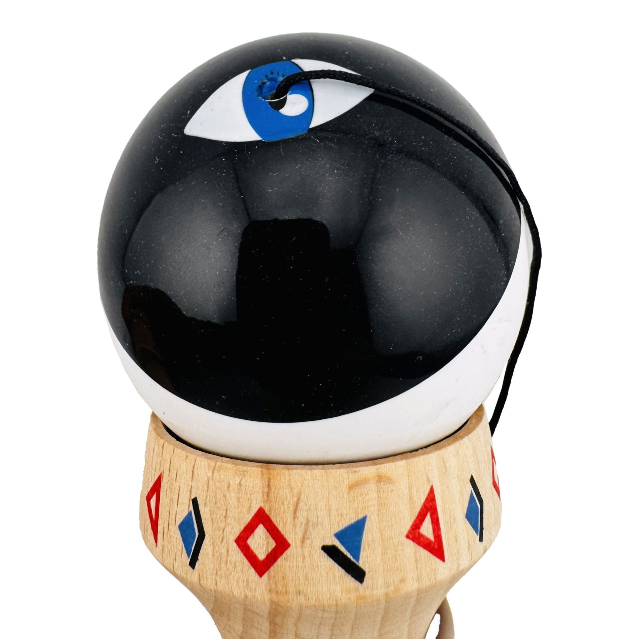 Kendama X Originala, Profesionala, Flippy, BLACK DRAGON, Super Sticky cu Cupe Mari KING SIZE V3, Gaura in Baza, Rulment Metalic, din lemn 18 cm, Ata 62/65 cm, Alb/Negru [7]