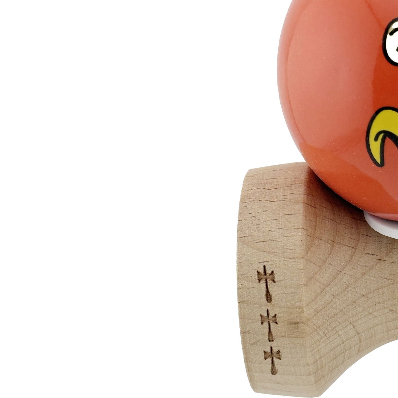 Kendama X Originala, Profesionala, Flippy, Brown Monkey, Super Sticky cu Cupe Mari King Size V3, Rulment Metalic si Gaura in Baza, din Lemn 18 cm, Ata 62/65 cm, Rosu [8]