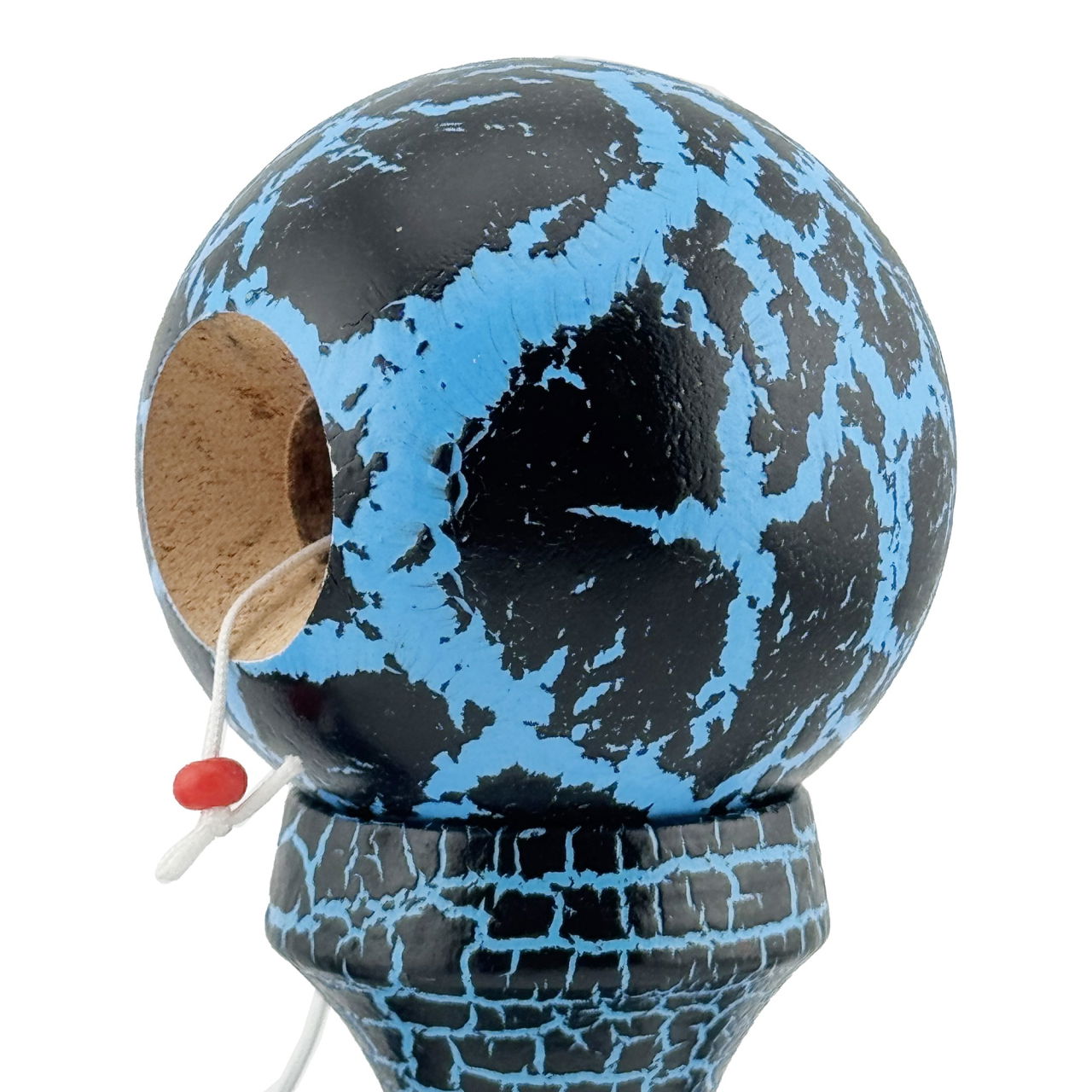 Kendama X Originala, Profesionala, Flippy, Cracked, din Lemn, 18 cm,  Negru, Albastru [6]