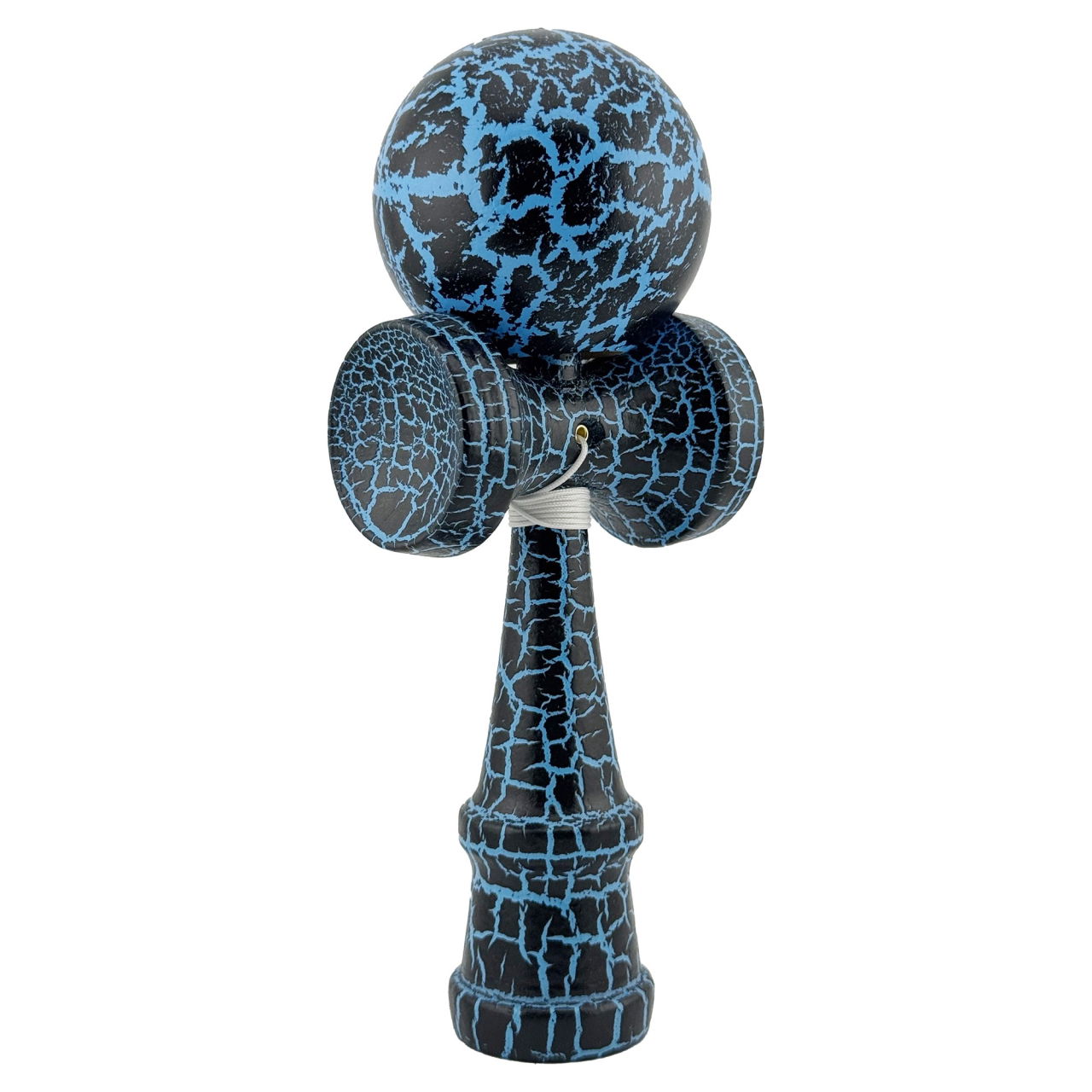 Kendama X Originala, Profesionala, Flippy, Cracked, din Lemn, 18 cm,  Negru, Albastru [3]