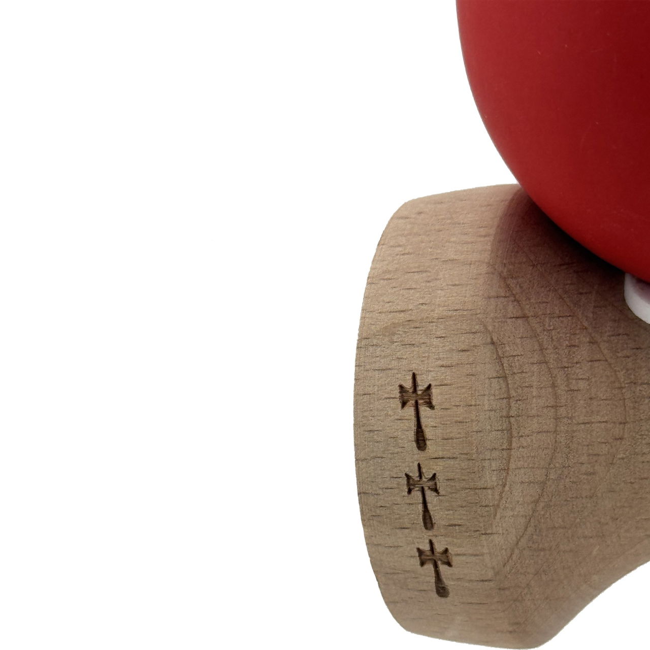 Kendama X Originala, Profesionala, Flippy, Cupe Mari KING SIZE V3, Rubber Grip, Gaura in Baza, Rulment Metalic, din lemn 18 cm, Ata 62/65 cm, Bicolor Negru/Rosu [7]