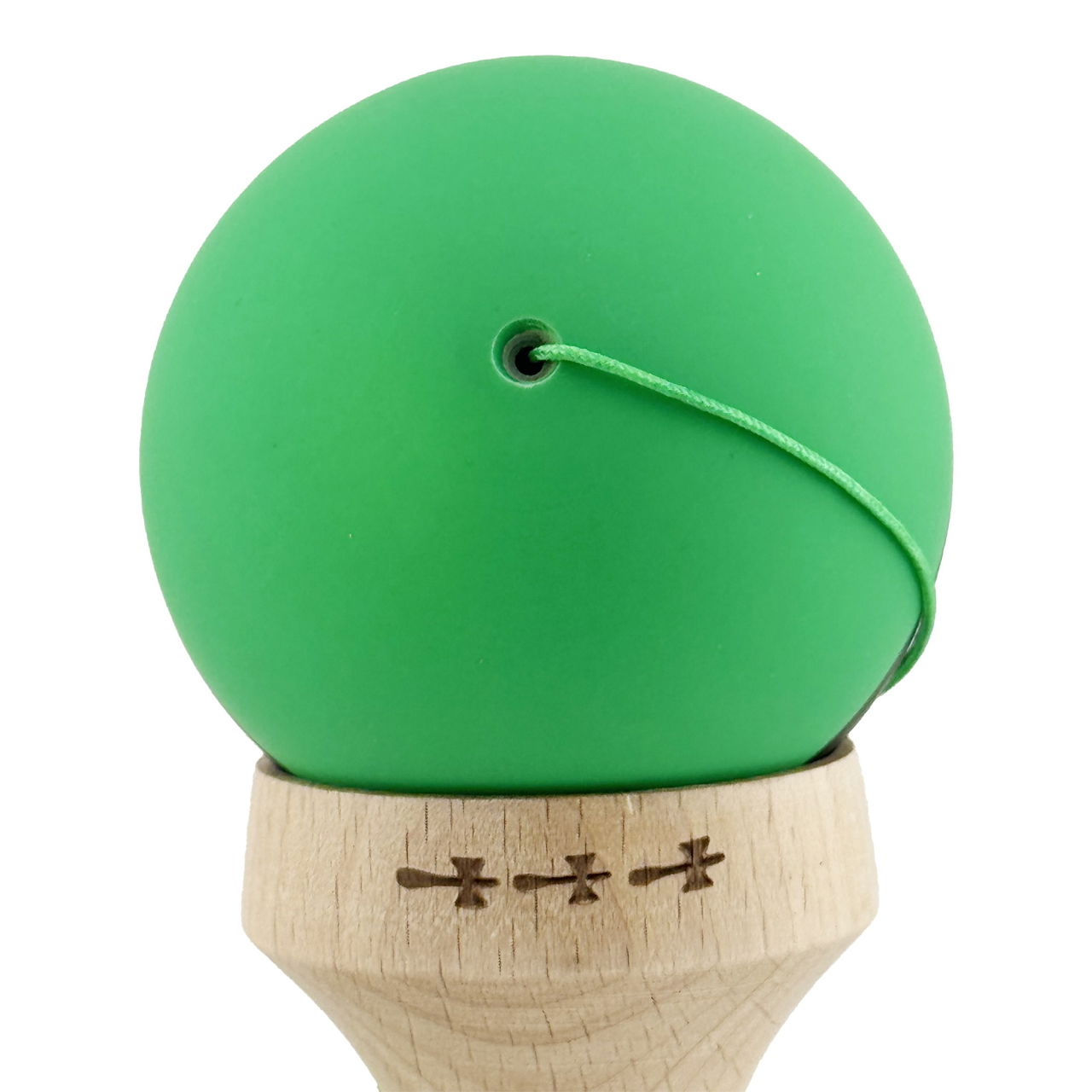 Kendama X Originala, Profesionala, Flippy, Cupe Mari KING SIZE V3, Rubber Grip, Gaura in Baza, Rulment Metalic, din lemn 18 cm, Ata 62/65 cm, Bicolor Verde/Negru [9]