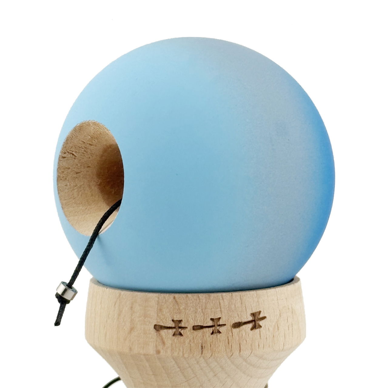 Kendama X Originala, Profesionala, Flippy, Cupe Mari KING SIZE V3, Rubber Grip, Gaura in Baza, Rulment Metalic, din lemn 18 cm, Ata 62/65 cm, Gradient Albastru/Gri/Albastru deschis [6]