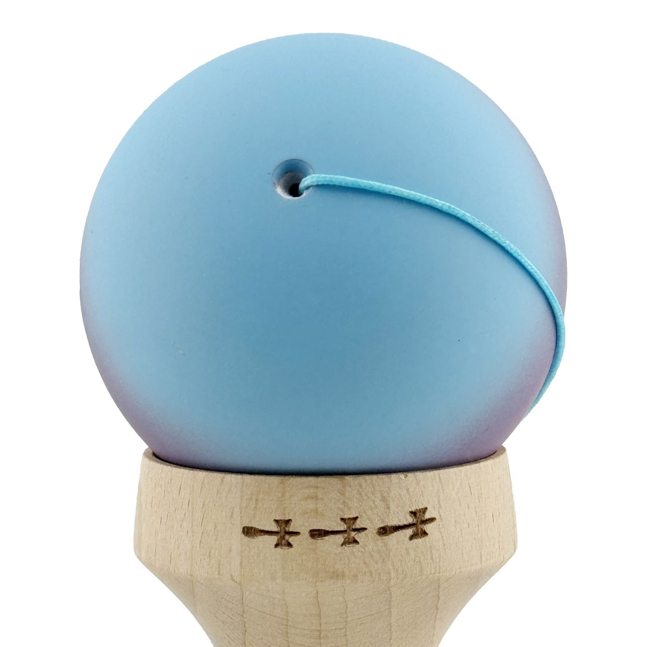 Kendama X Originala, Profesionala, Flippy, Cupe Mari KING SIZE V3, Rubber Grip, Gaura in Baza, Rulment Metalic, din lemn 18 cm, Ata 62/65 cm, Gradient Albastru deschis/Mov/Roz [9]