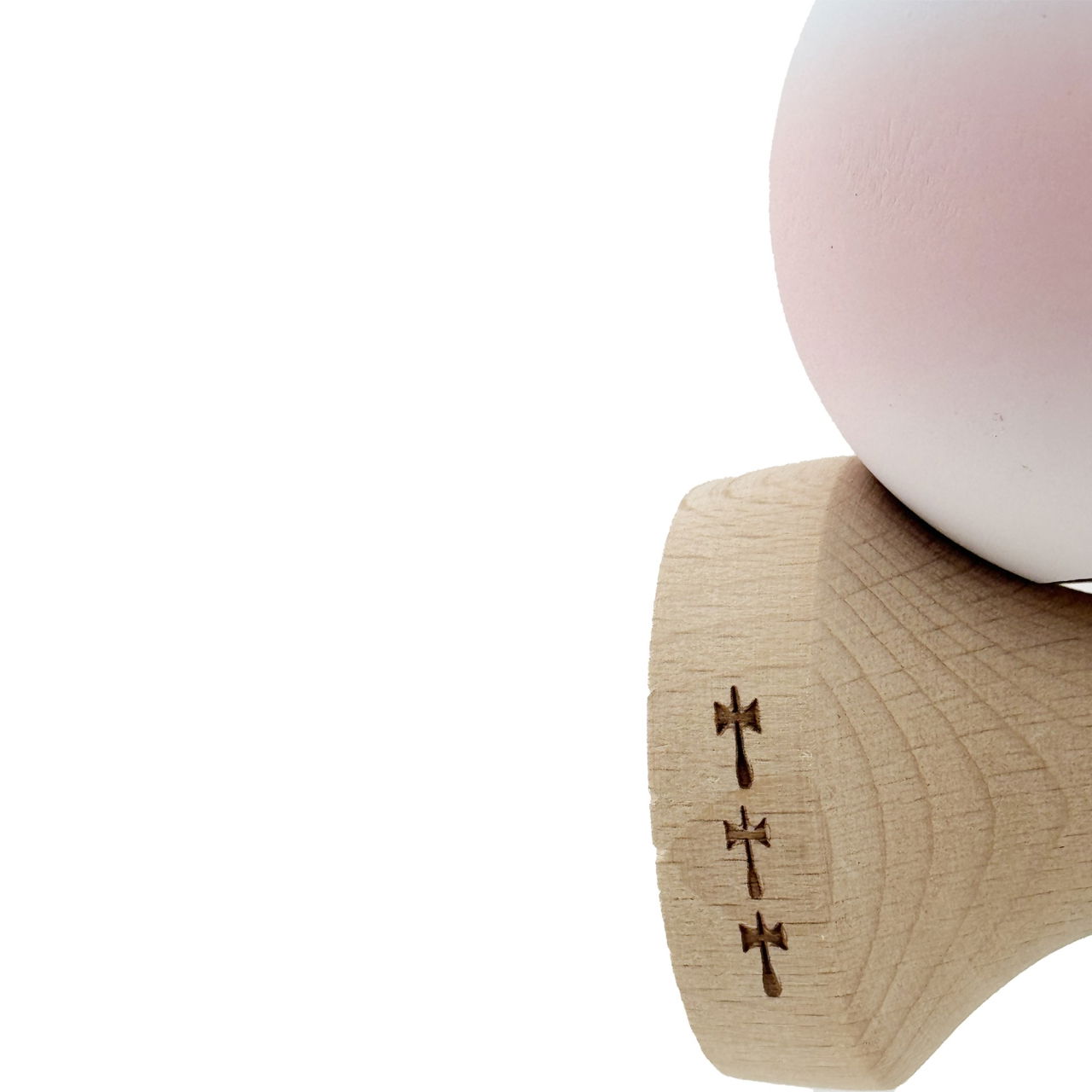 Kendama X Originala, Profesionala, Flippy, Cupe Mari KING SIZE V3, Rubber Grip, Gaura in Baza, Rulment Metalic, din lemn 18 cm, Ata 62/65 cm, Gradient Albastru deschis/Roz/Alb [7]