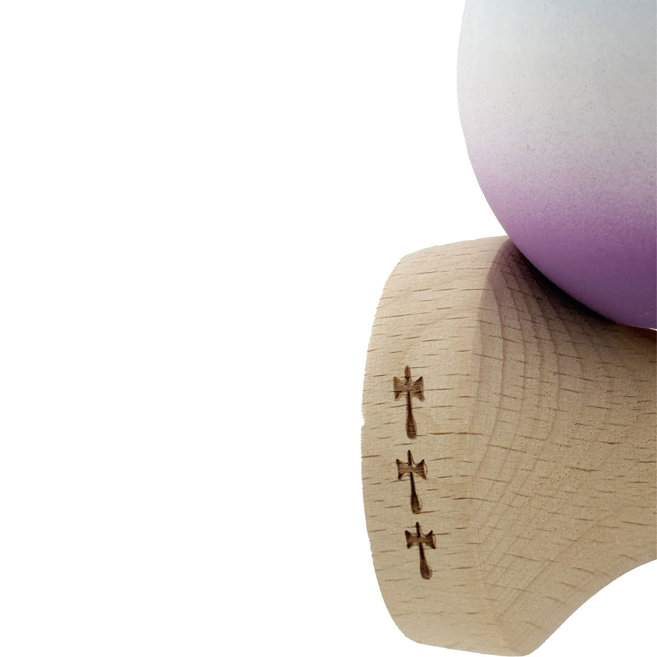 Kendama X Originala, Profesionala, Flippy, Cupe Mari KING SIZE V3, Rubber Grip, Gaura in Baza, Rulment Metalic, din lemn 18 cm, Ata 62/65 cm, Gradient Albastru deschis/Alb/Mov [7]