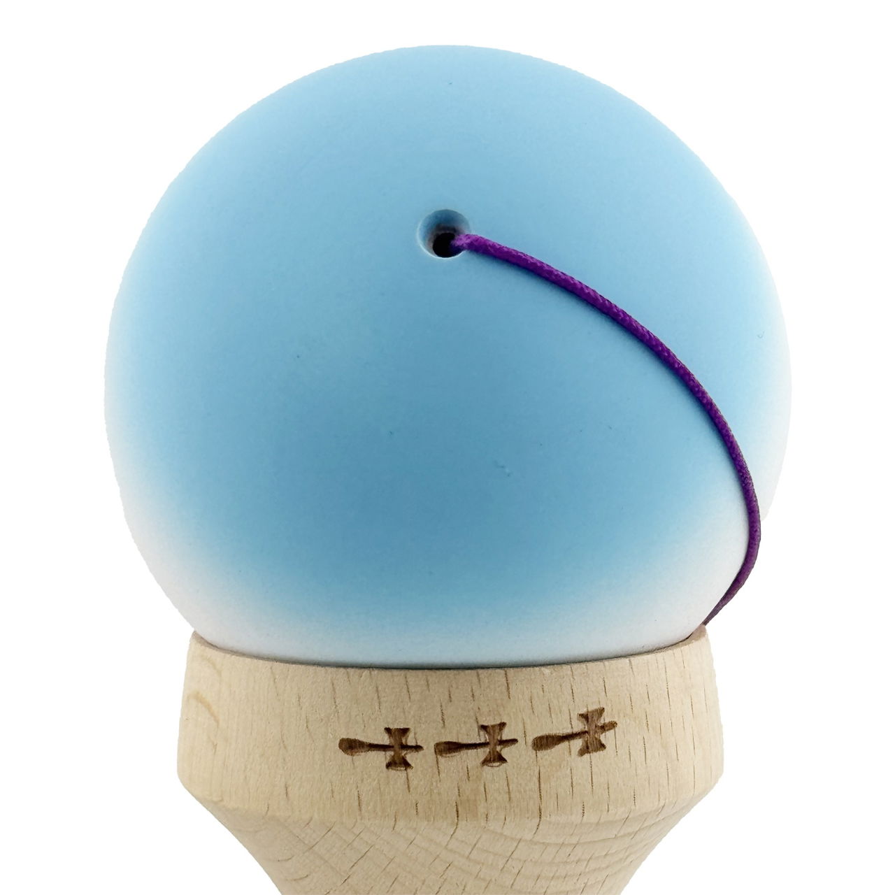 Kendama X Originala, Profesionala, Flippy, Cupe Mari KING SIZE V3, Rubber Grip, Gaura in Baza, Rulment Metalic, din lemn 18 cm, Ata 62/65 cm, Gradient Albastru deschis/Alb/Mov [9]